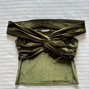 Reformation Olive Twist Front Crop Top